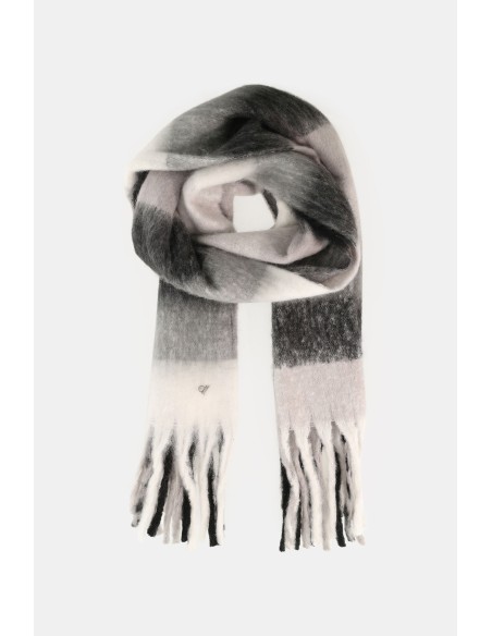 Cachecol xadrez com franjas e detalhes coloridos Dixie