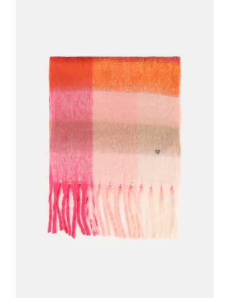 Cachecol xadrez com franjas e detalhes coloridos Dixie