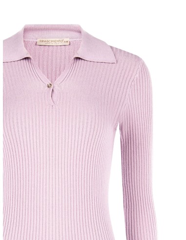 Camisola polo justa em malha canelada Rinascimento