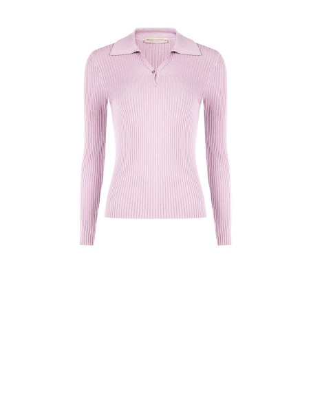 Camisola polo justa em malha canelada Rinascimento