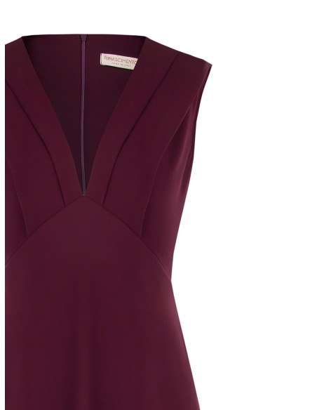 Vestido longo em tecido fluido com decote em V Rinascimento