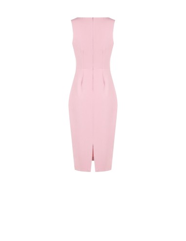 Vestido tubinho com faixa em cetim e detalhe de joia Rinascimento