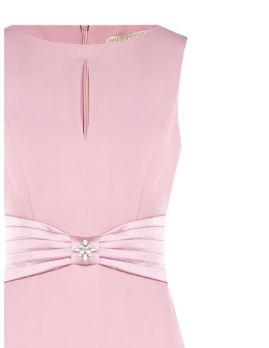 Vestido Tubinho com Faixa em Cetim e Detalhe em Joia Rinascimento