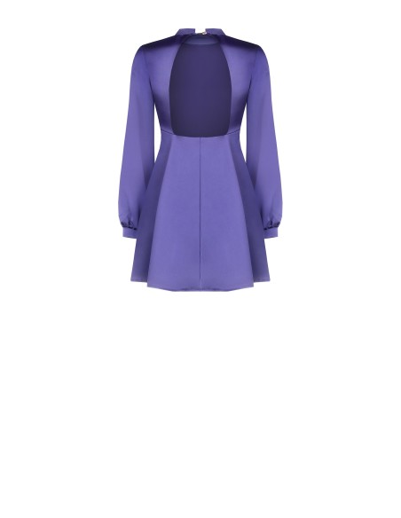 Vestido curto rodado em cetim com costas descobertas Rinascimento