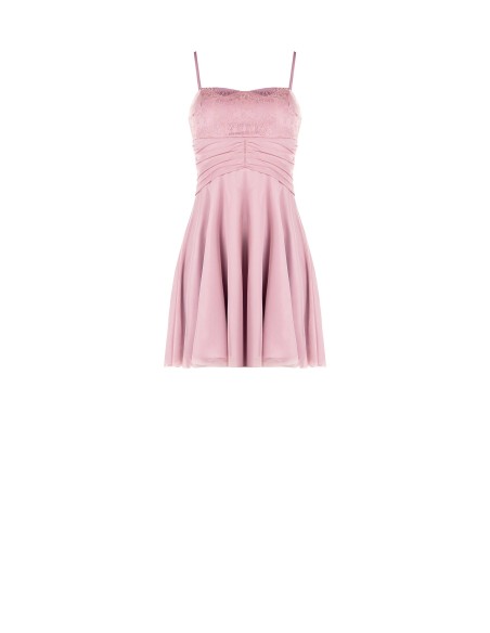 Vestido Curto Evasê em Tule e Renda Rinascimento