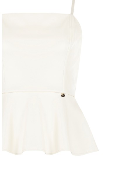 Top peplum em pele sintética Rinascimento