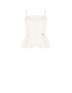 Top peplum em pele sintética Rinascimento