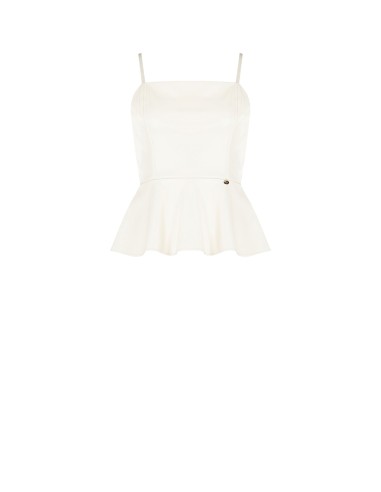 Top peplum em pele sintética Rinascimento