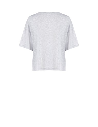 T-shirt oversize em mistura de algodão com estampado de flores laminadas Rinascimento