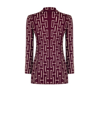 Blazer oversize cinturado de abotoamento duplo em tecido técnico estampado Rinascimento