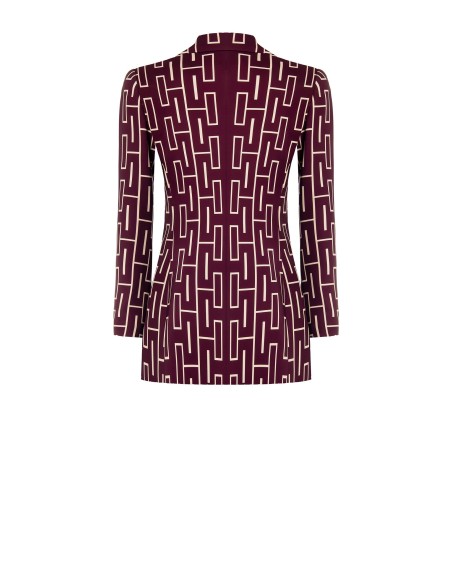 Blazer oversize cinturado de abotoamento duplo em tecido técnico estampado Rinascimento