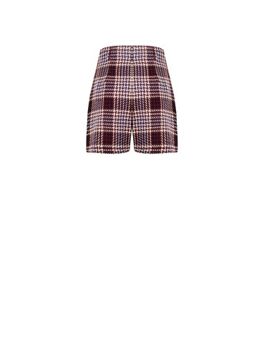 Calças Curtas Direitas em Malha com Xadrez e Pied-de-Poule Rinascimento