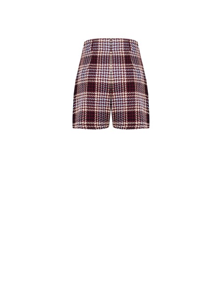 Calças Curtas Direitas em Malha com Xadrez e Pied-de-Poule Rinascimento