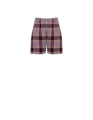 Calças curtas retas em malha com padrão xadrez e pied-de-poule Rinascimento