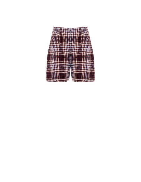 Calças curtas retas em malha com padrão xadrez e pied-de-poule Rinascimento