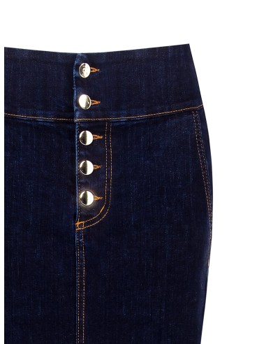 Saia Lápis em Ganga Elástica com Racha Atrás Rinascimento