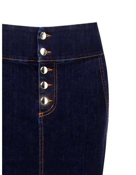 Saia Lápis em Ganga Elástica com Racha Atrás Rinascimento