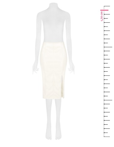 Saia midi com fenda em pele sintética Rinascimento