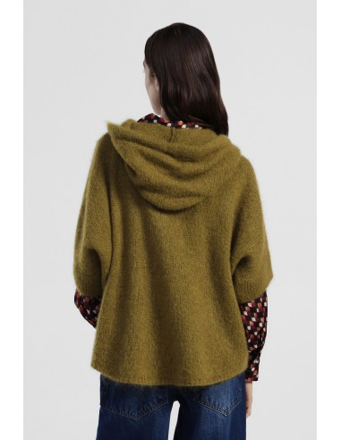 Cardigan com capuz, fecho de correr e mangas até ao cotovelo Dixie