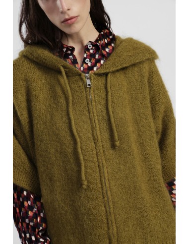 Cardigan com capuz, fecho de correr e mangas ao cotovelo Dixie