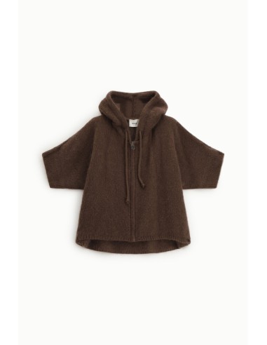 Cardigan com capuz, fecho de correr e mangas até ao cotovelo Dixie