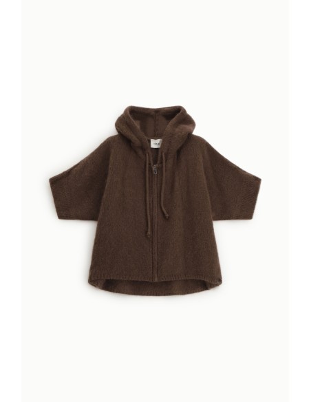 Cardigan com capuz, fecho de correr e mangas até ao cotovelo Dixie