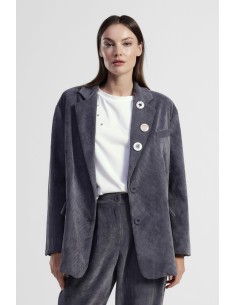 Blazer canelado com broches decorativos e bolsos Dixie