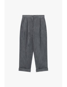 Calças palazzo de cintura alta com pences e vira Dixie 2