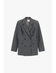 Blazer de Abotoamento Duplo às Riscas com Bolsos de Embutir Dixie 2