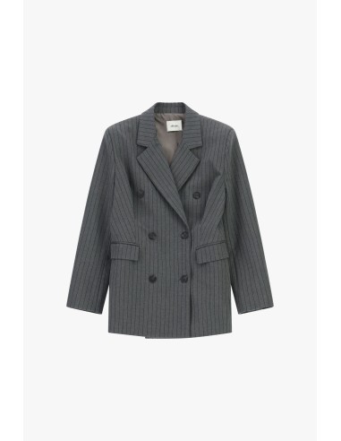 Blazer de abotoamento duplo riscado com bolsos de embutir Dixie