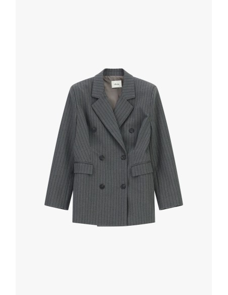 Blazer de abotoamento duplo riscado com bolsos de embutir Dixie