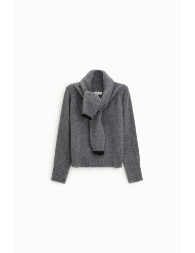 Camisola de gola redonda com cachecol anudado integrado Dixie