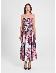 Vestido midi rodado em cetim com bolsos Rinascimento 2