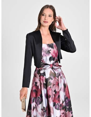 Vestido midi com saia rodada em cetim e bolsos Rinascimento