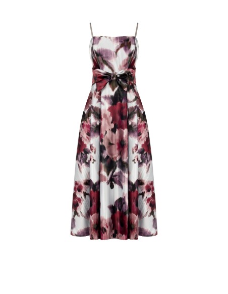 Vestido Midi Rodado Em Cetim Com Bolsos Rinascimento