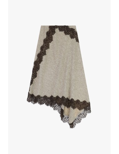 Saia assimétrica com barra em renda Dixie