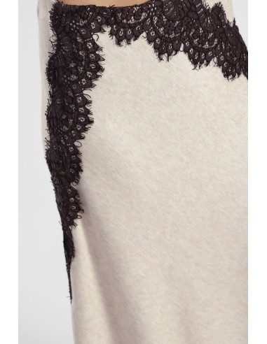 Saia assimétrica com barra em renda Dixie