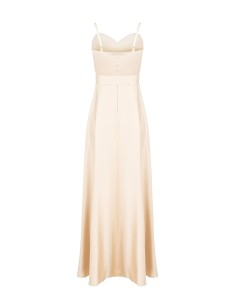 Vestido longo evasé em cetim com cinto-joia incorporado Rinascimento 2