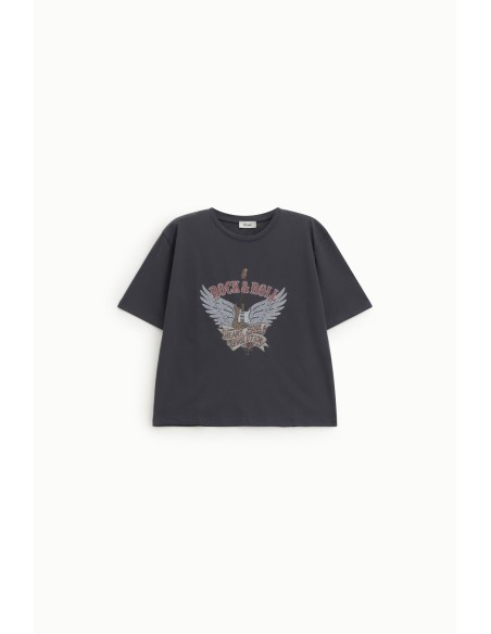 T-shirt de manga curta com estampa Rock and Roll Dixie