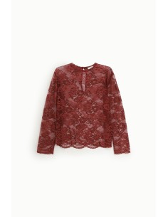 T-shirt de mangas compridas em renda com barra ondulada Dixie 2