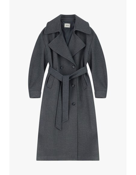Trench-coat longo de duplo abotoamento com cinto na cintura Dixie