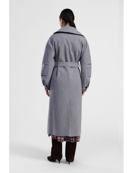 Trench-Coat Longo de Abotoamento Duplo com Cinto na Cintura Dixie