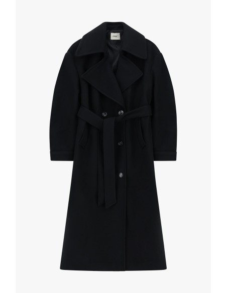 Trench-Coat Longo de Abotoamento Duplo com Cinto na Cintura Dixie