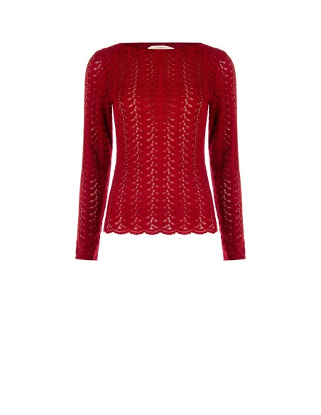 Top Justo em Malha Entrelaçada e Ajourada Rinascimento