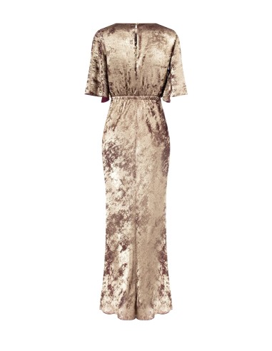 Vestido Longo Efeito Laminado Franzido Nos Quadris Rinascimento