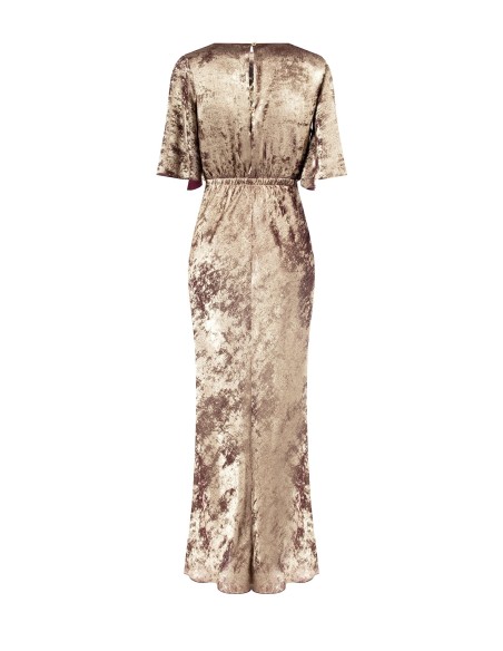 Vestido Longo Efeito Laminado Franzido Nos Quadris Rinascimento