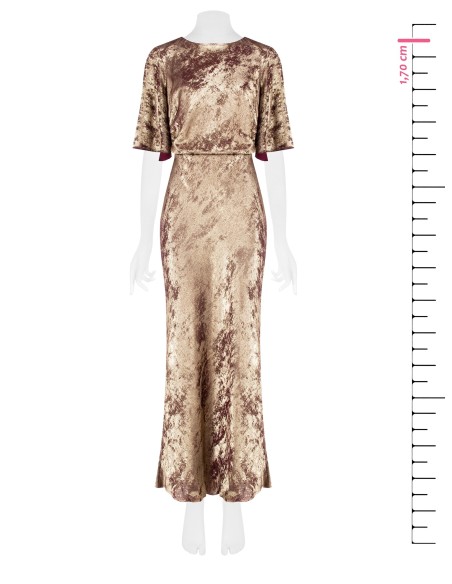 Vestido Longo Efeito Laminado Franzido nos Quadris Rinascimento