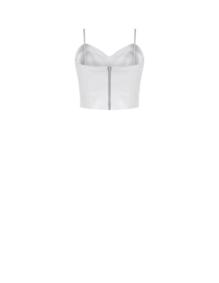 Top cropped bustier em cetim com barbatanas Rinascimento