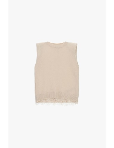 Colete Sem Mangas Com Borda Em Renda Dixie