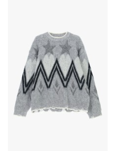 Camisola de gola redonda com motivo de estrelas e zig-zag Dixie 2